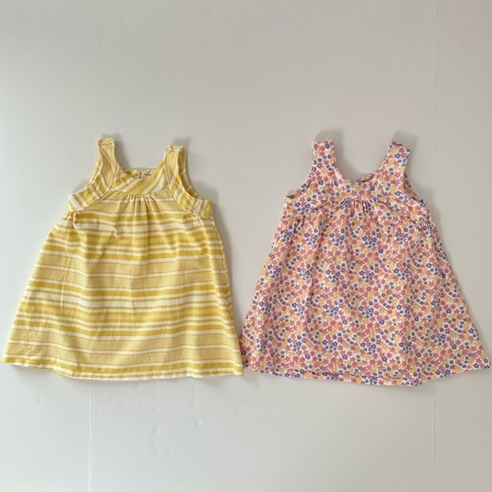 Tommy Bahama Baby Girl Dresses 18M Yellow Stripe Pink Floral Cotton Blend